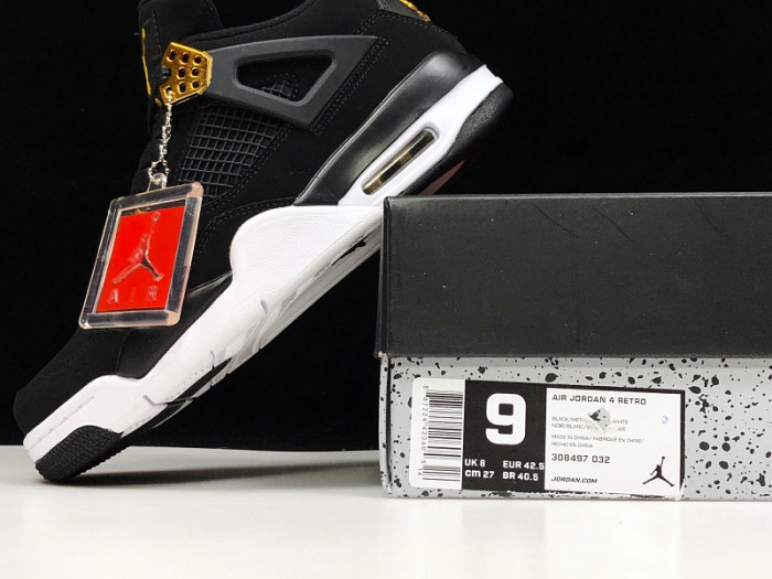 Air Jordan 4 “Royalty” Black/Metallic Gold-White 308497-032